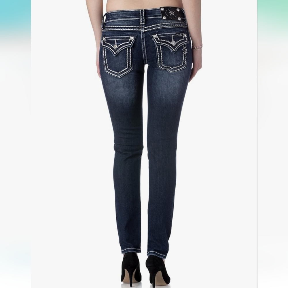 Miss Me Jeans Womens 28 Skinny Mid Blue Jean Western Cowgirl Rodeo Rocker EUC